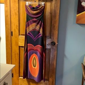 Forever 21 70s inspired strapless maxi dress